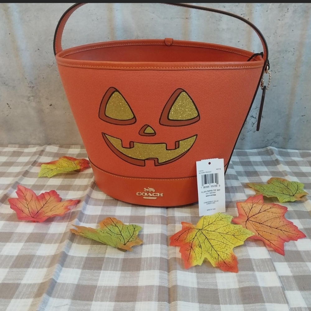 Coach Orange Pumpkin Bucket Bag